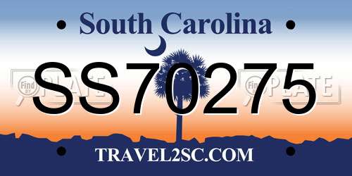 SS70275 South Carolina License Plate