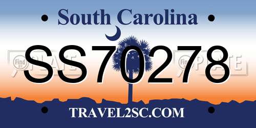 SS70278 South Carolina License Plate