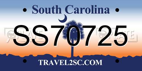 SS70725 South Carolina License Plate