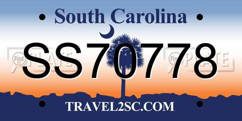 SS70778 South Carolina License Plate
