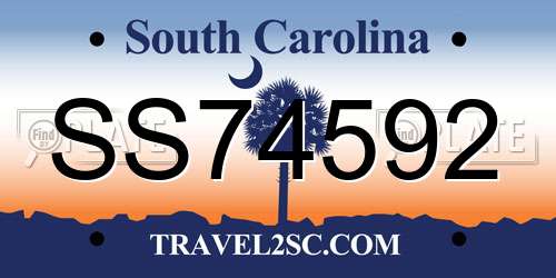 SS74592 South Carolina License Plate