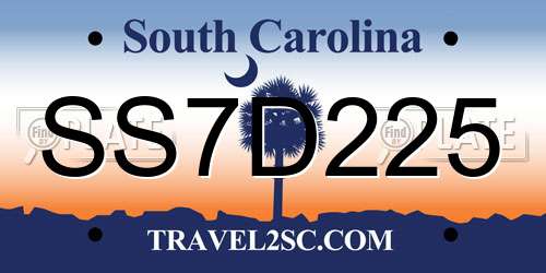 SS7D225 South Carolina License Plate
