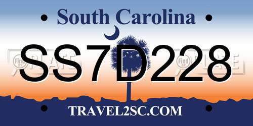 SS7D228 South Carolina License Plate