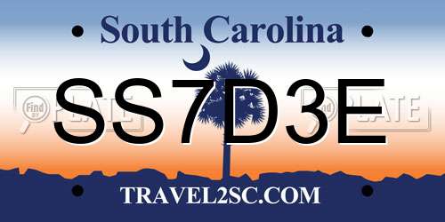 SS7D3E South Carolina License Plate