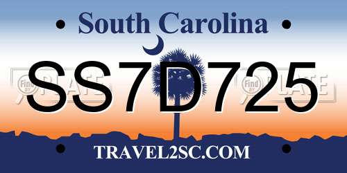 SS7D725 South Carolina License Plate