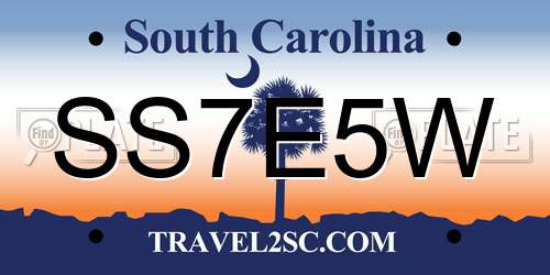 SS7E5W South Carolina License Plate
