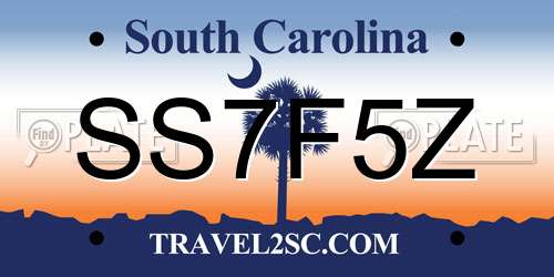 SS7F5Z South Carolina License Plate