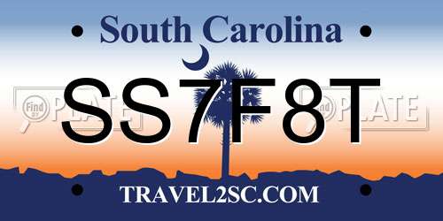 SS7F8T South Carolina License Plate