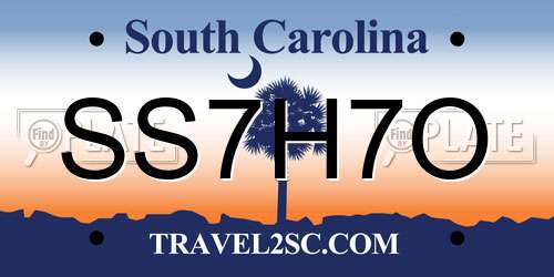 SS7H7O South Carolina License Plate