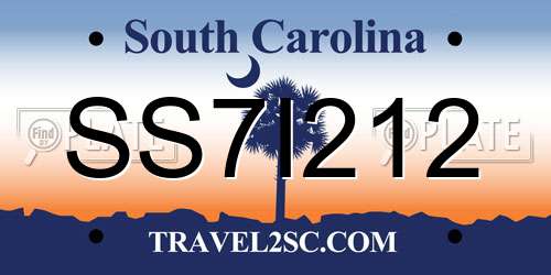 SS7I212 South Carolina License Plate