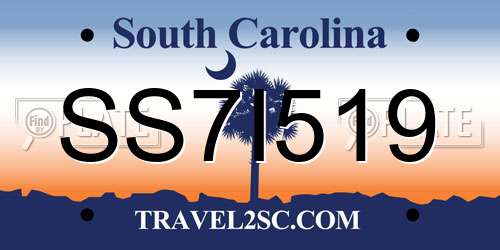 SS7I519 South Carolina License Plate