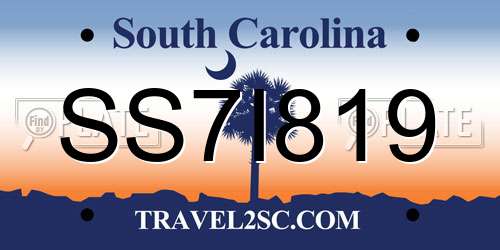 SS7I819 South Carolina License Plate