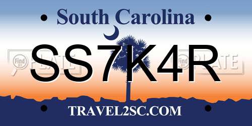 SS7K4R South Carolina License Plate