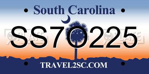 SS7O225 South Carolina License Plate