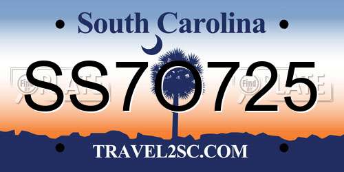 SS7O725 South Carolina License Plate