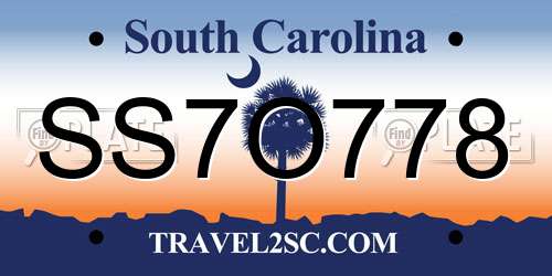 SS7O778 South Carolina License Plate