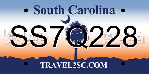 SS7Q228 South Carolina License Plate