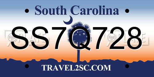 SS7Q728 South Carolina License Plate