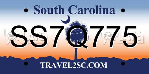 SS7Q775 South Carolina License Plate