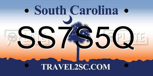 SS7S5Q South Carolina License Plate