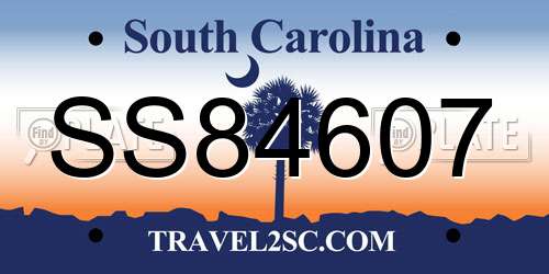 SS84607 South Carolina License Plate