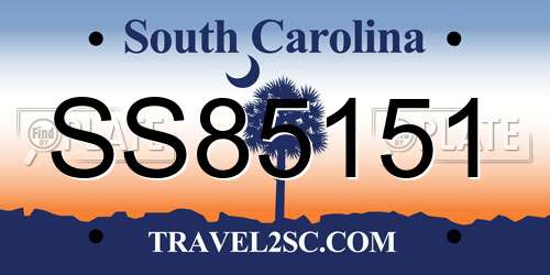 SS85151 South Carolina License Plate