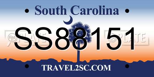 SS88151 South Carolina License Plate