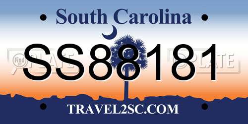 SS88181 South Carolina License Plate
