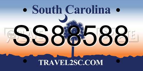SS88588 South Carolina License Plate