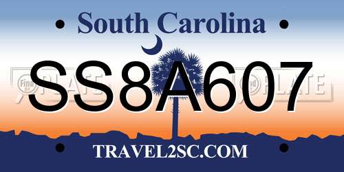 SS8A607 South Carolina License Plate