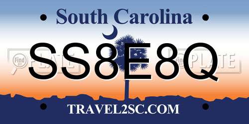 SS8E8Q South Carolina License Plate
