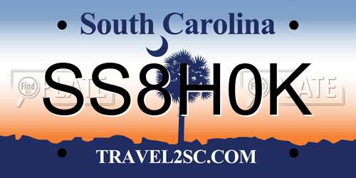 SS8H0K South Carolina License Plate