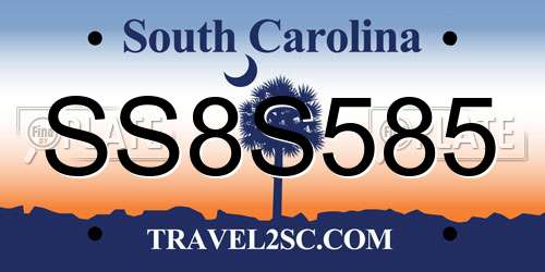 SS8S585 South Carolina License Plate