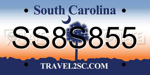 SS8S855 South Carolina License Plate