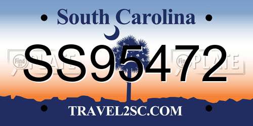 SS95472 South Carolina License Plate