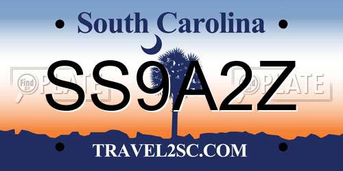 SS9A2Z South Carolina License Plate