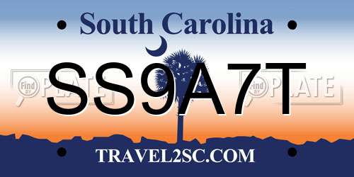 SS9A7T South Carolina License Plate