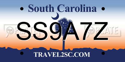 SS9A7Z South Carolina License Plate