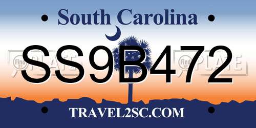 SS9B472 South Carolina License Plate