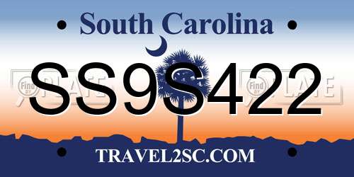 SS9S422 South Carolina License Plate