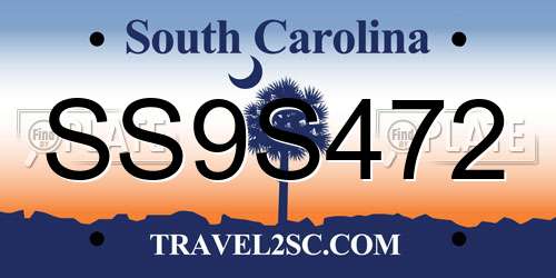SS9S472 South Carolina License Plate