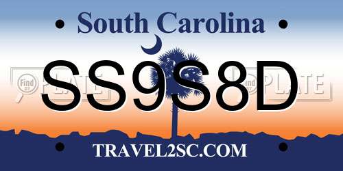 SS9S8D South Carolina License Plate