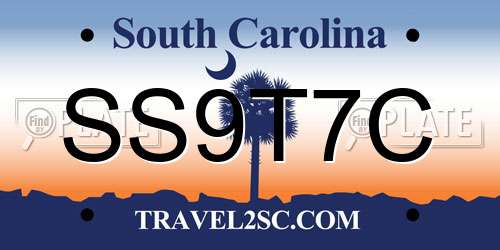 SS9T7C South Carolina License Plate