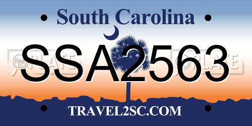 SSA2563 South Carolina License Plate