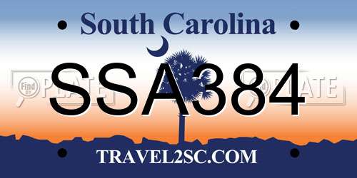 SSA384 South Carolina License Plate