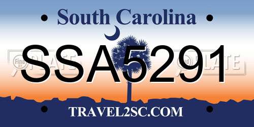 SSA5291 South Carolina License Plate
