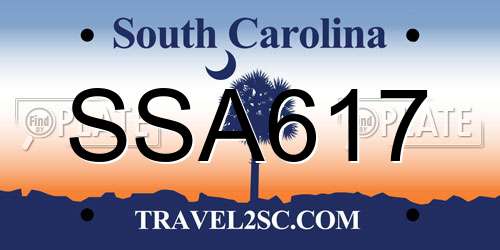 SSA617 South Carolina License Plate