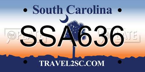 SSA636 South Carolina License Plate