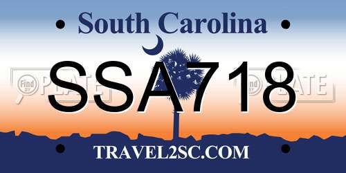 SSA718 South Carolina License Plate
