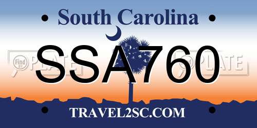 SSA760 South Carolina License Plate